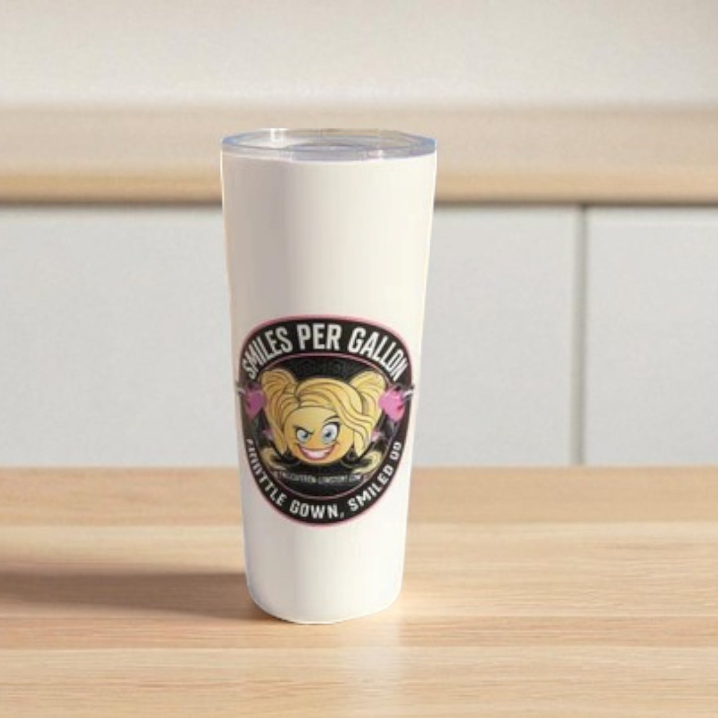 Smiles Per Gallon Women’s White Tumbler