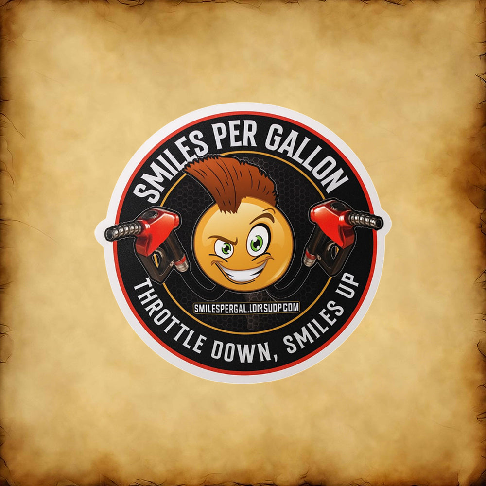 Smiles Per Gallon Stickers