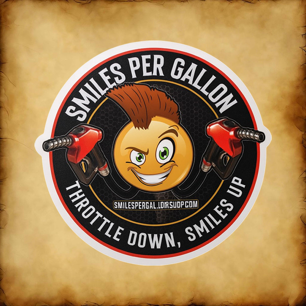 Smiles Per Gallon Stickers