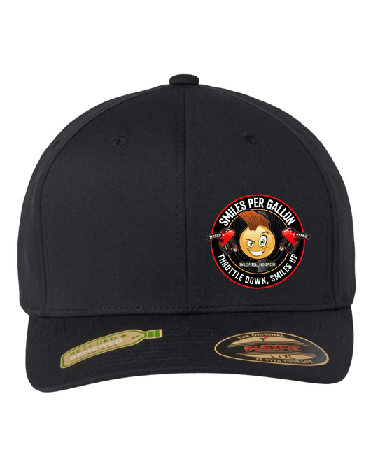 Flex fit black hat with logo