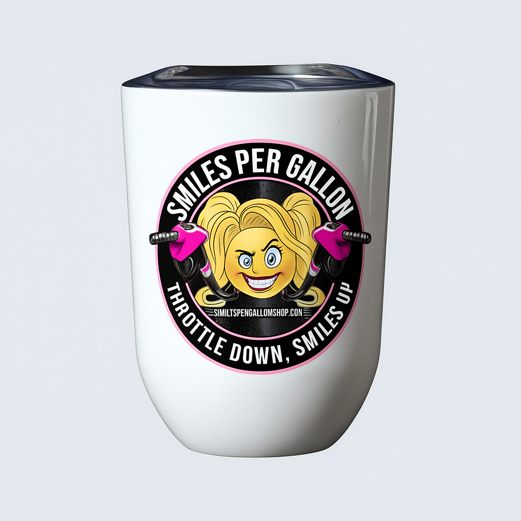 Smiles Per Gallon Women’s Wine Glass