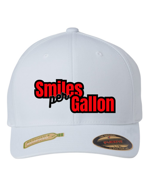 Flex fit white hat written logo